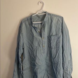 american apparel collarless denim shirt